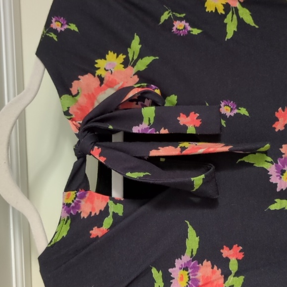 ASOS | Grey Orange Floral Peplum Top Jersey Knit Tie Back Lined - Picture 4 of 16